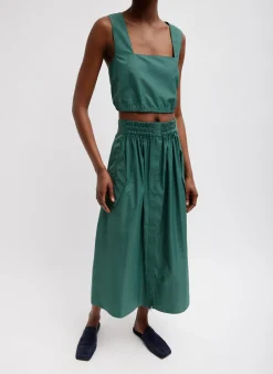 Italian Sporty Nylon Cropped Square Neck Top