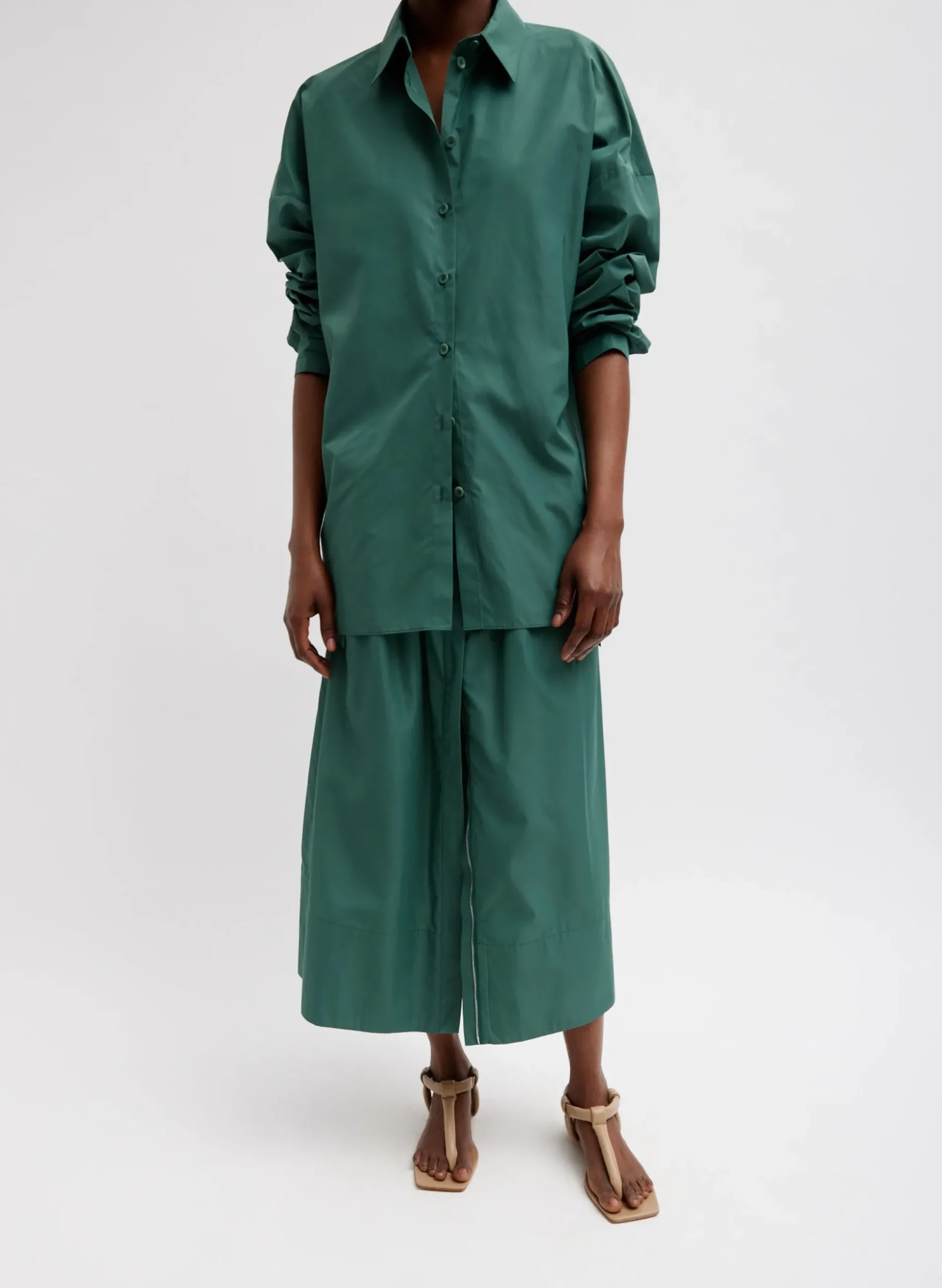 Italian Sporty Nylon Shirt With Cocoon Back