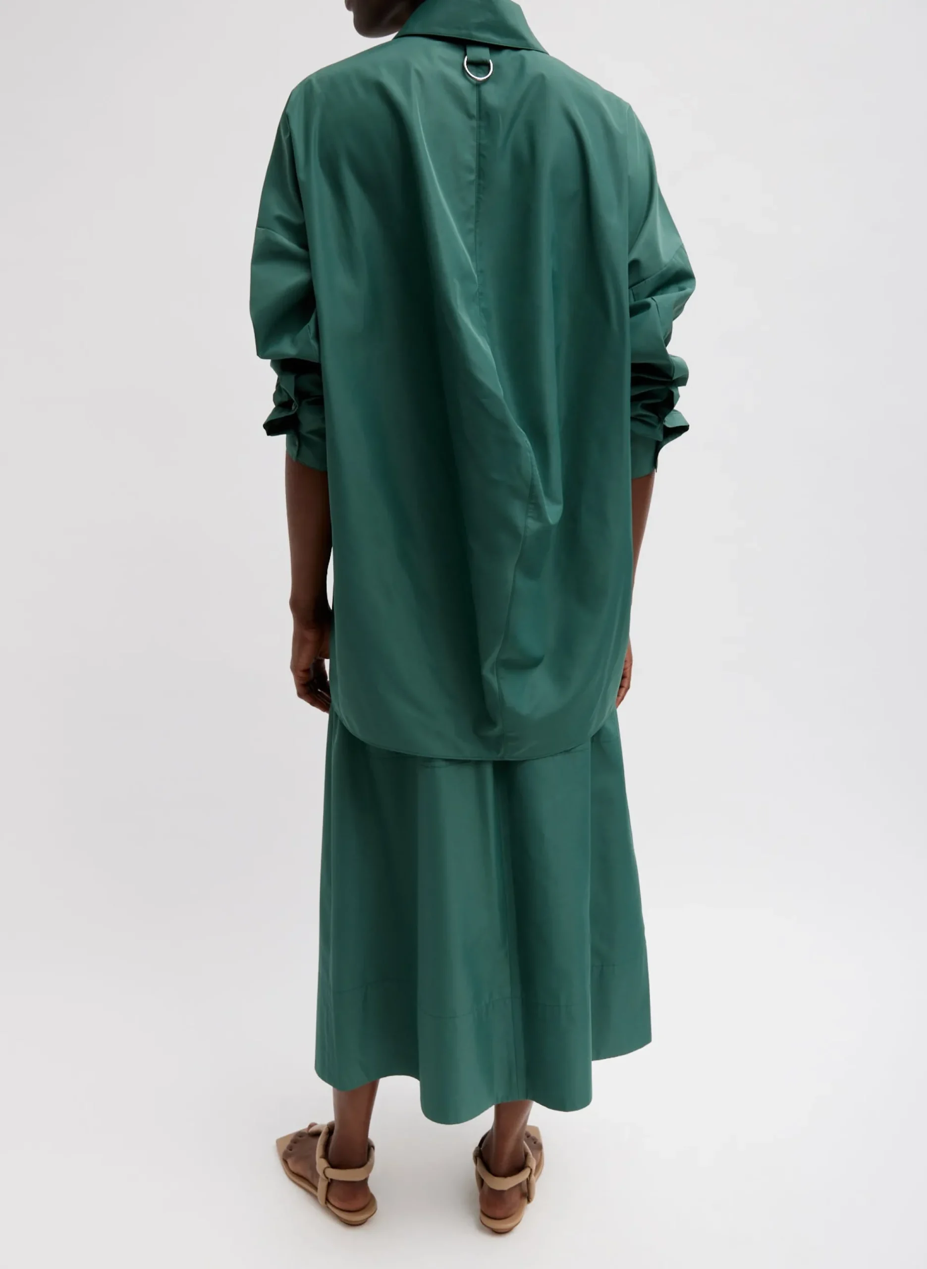 Italian Sporty Nylon Shirt With Cocoon Back