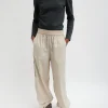 Italian Sporty Nylon Wide Leg Pull On Pant