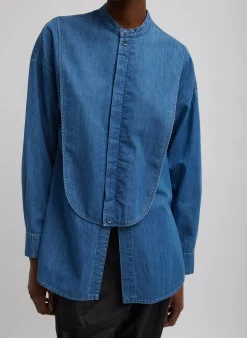 Light Weight Stone Wash Denim Tuxedo Shirt