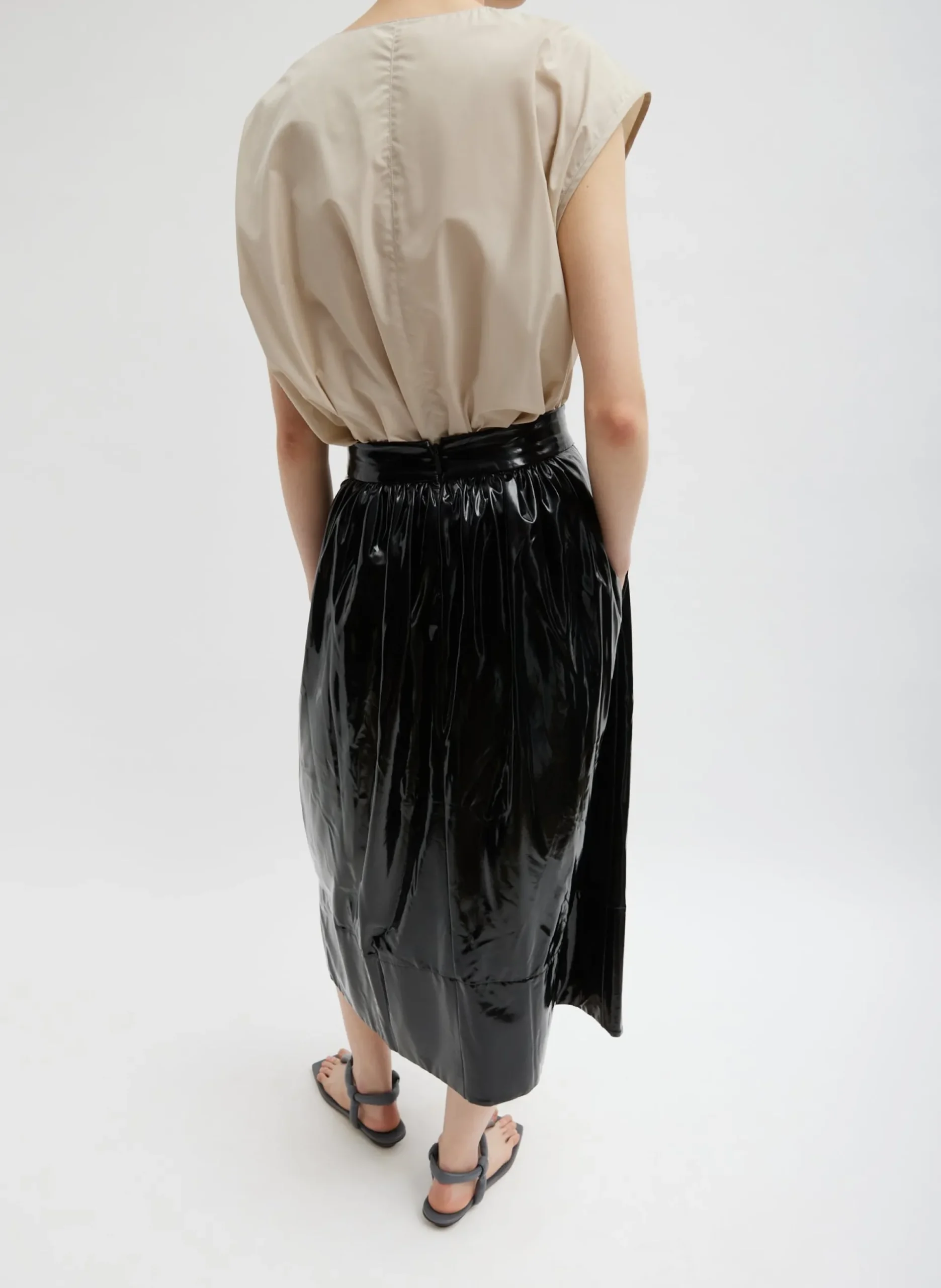 Light Weight Stretch Patent Smocking Waistband Full Skirt