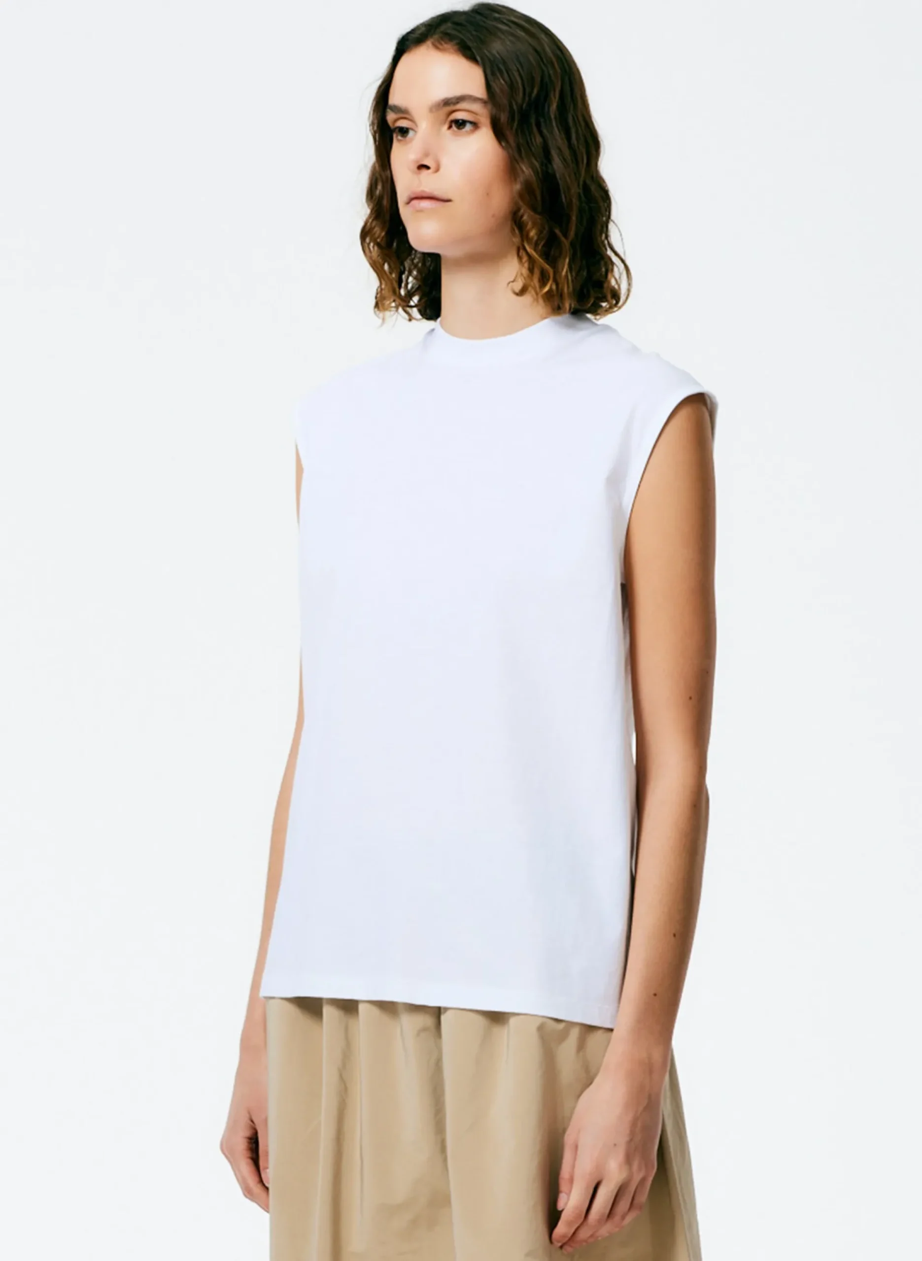 Mock Neck Sleeveless T-Shirt