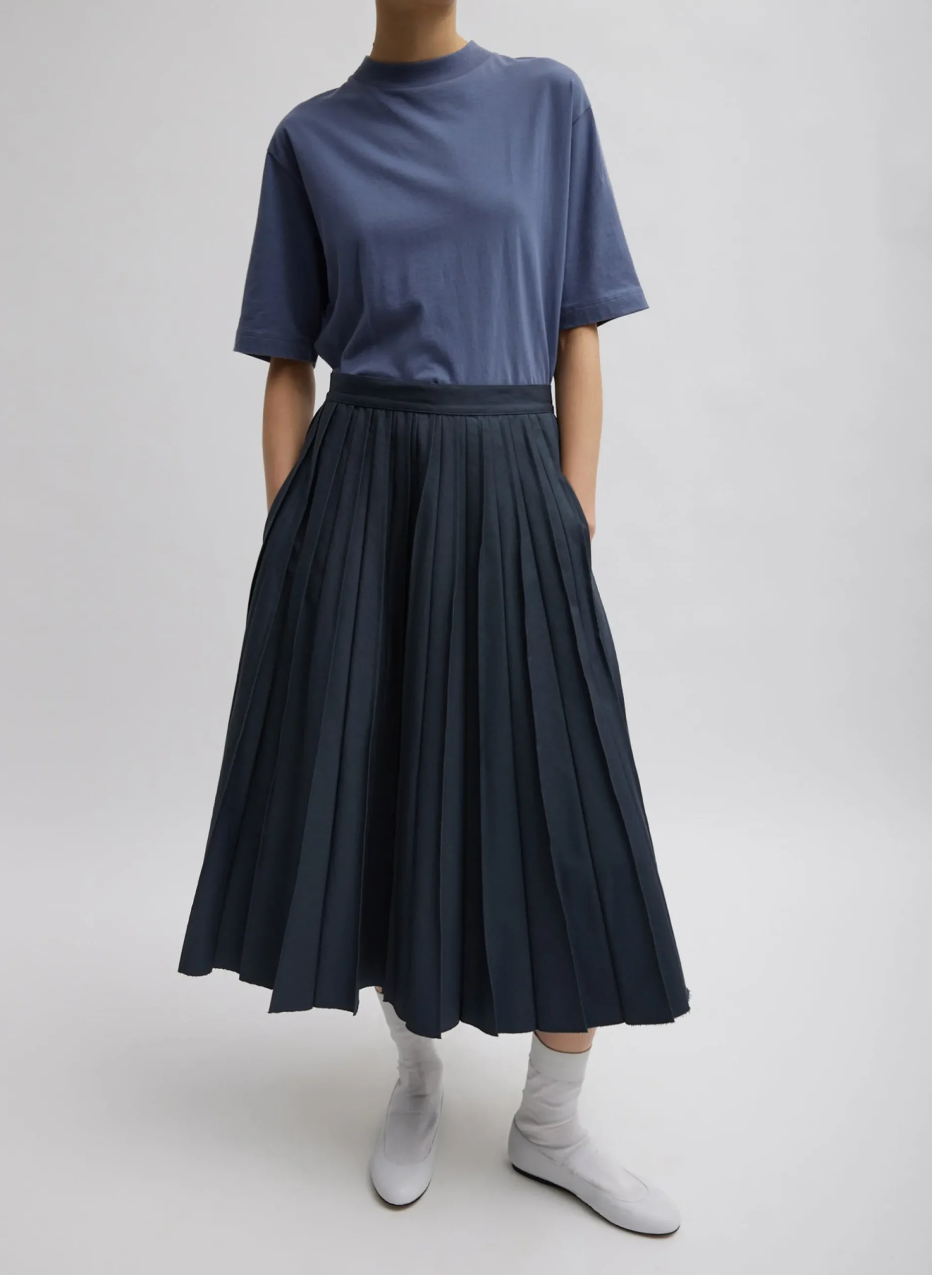 Oliver Cotton Stretch Tricotine Pintucked Skirt