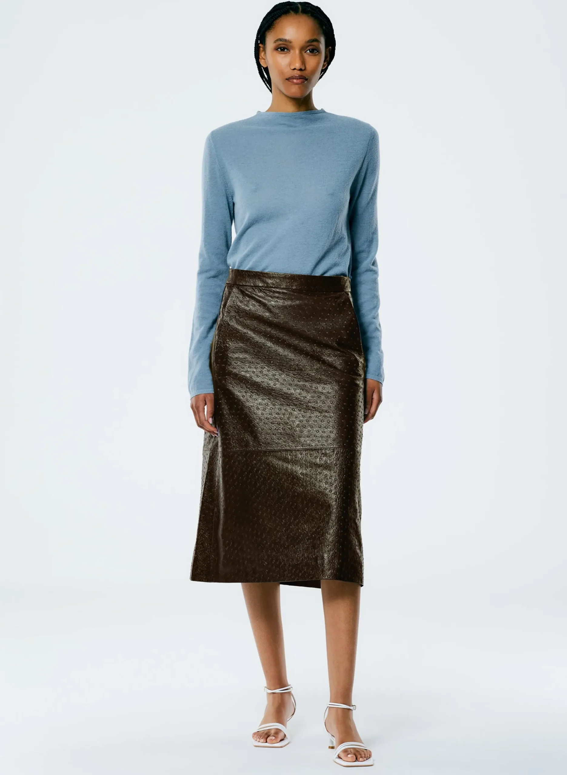 Ostrich Leather A-Line Skirt