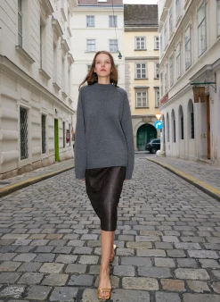 Ostrich Leather A-Line Skirt