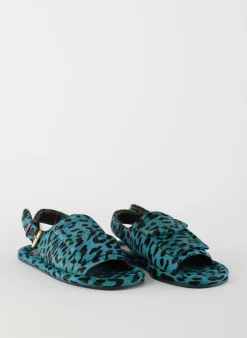 Pony Hair Calf Print Slingback Beryen Sandal