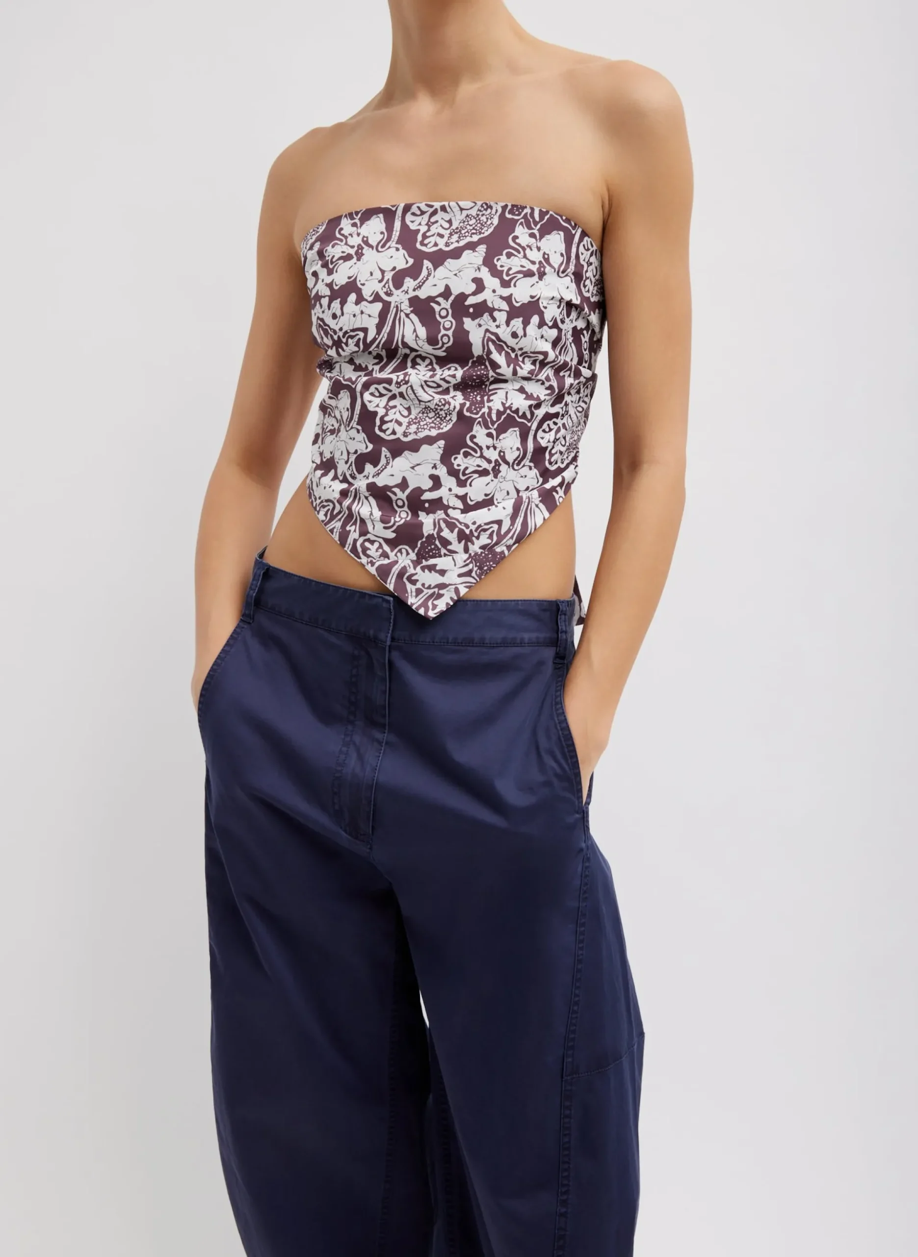 Recycled Nylon Batik Strapless Bandeau