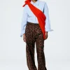 Recycled Sporty Nylon Cheetah Wide Leg Pull On Pant