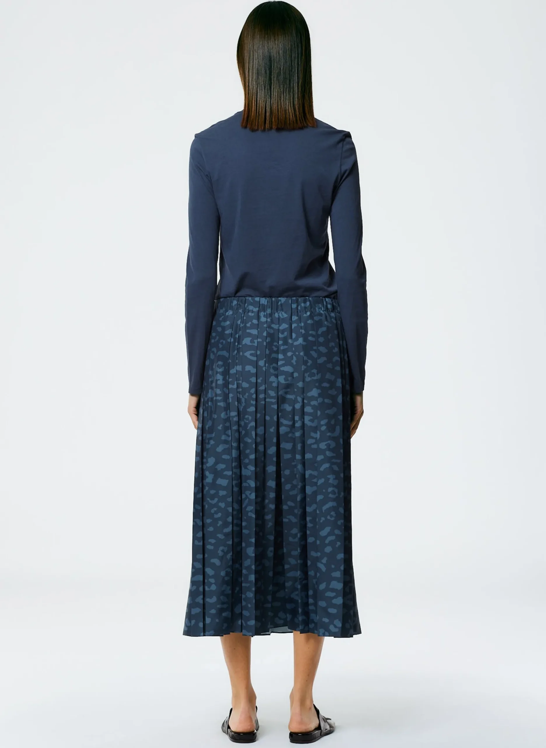 Recycled Sporty Nylon Cheetah Pleated Pull On Skirt