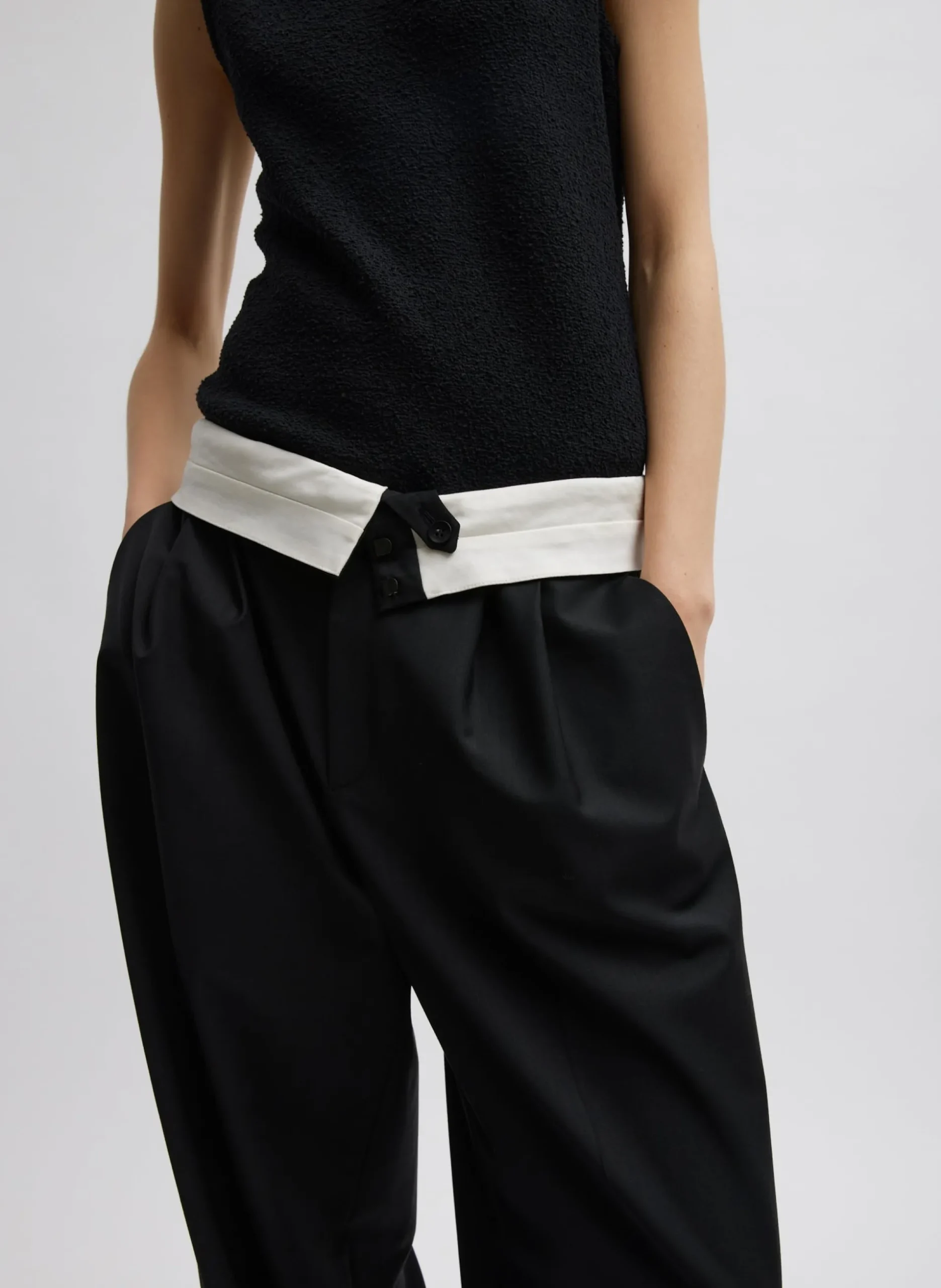 Recycled Tropical Wool Fold Over Pant