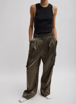 Shiny Nylon Pleated Stella Cargo Pant