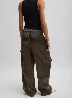 Shiny Nylon Pleated Stella Cargo Pant