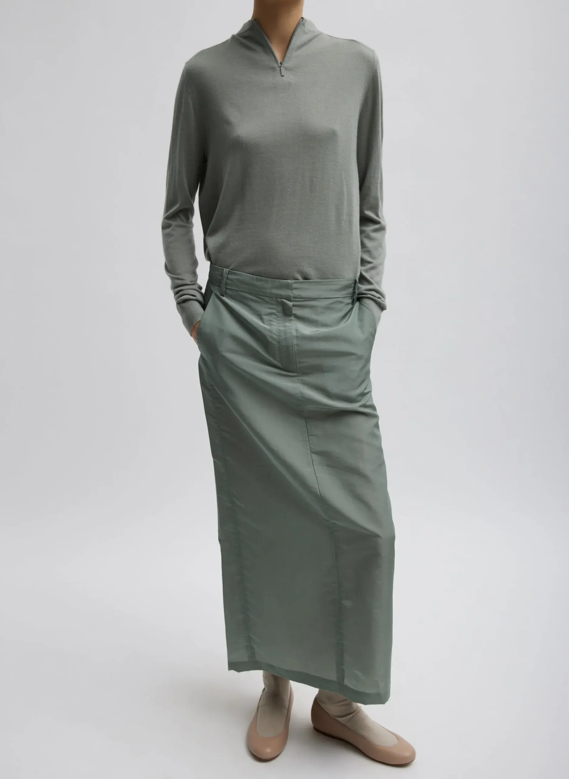 Silk Nylon Maxi Skirt