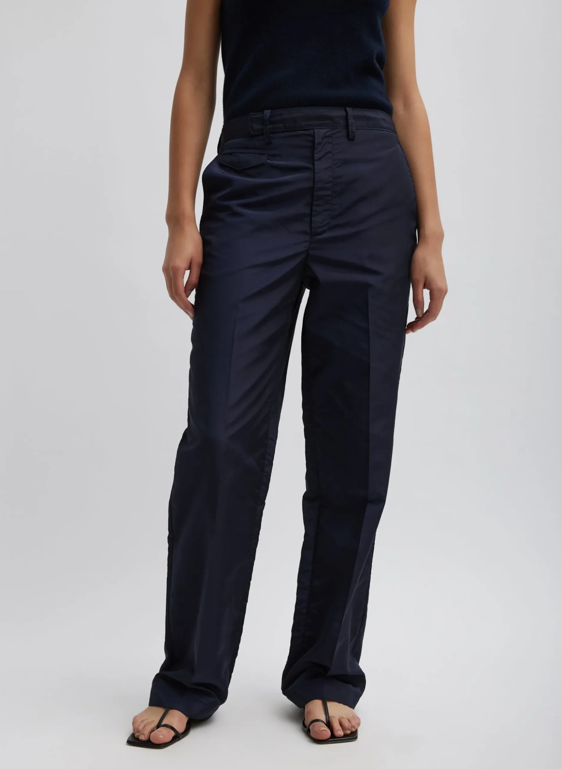 Silk Nylon Straight Leg Trouser