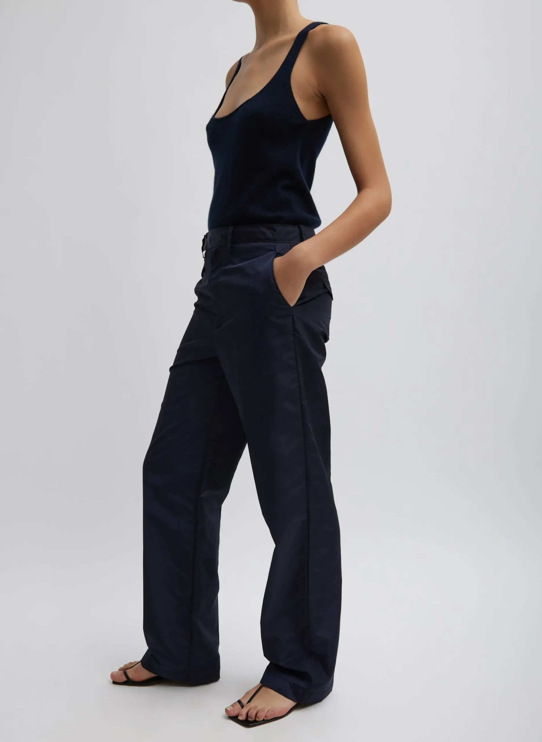 Silk Nylon Straight Leg Trouser