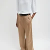 Silk Terry Pleated Pull On Pant
