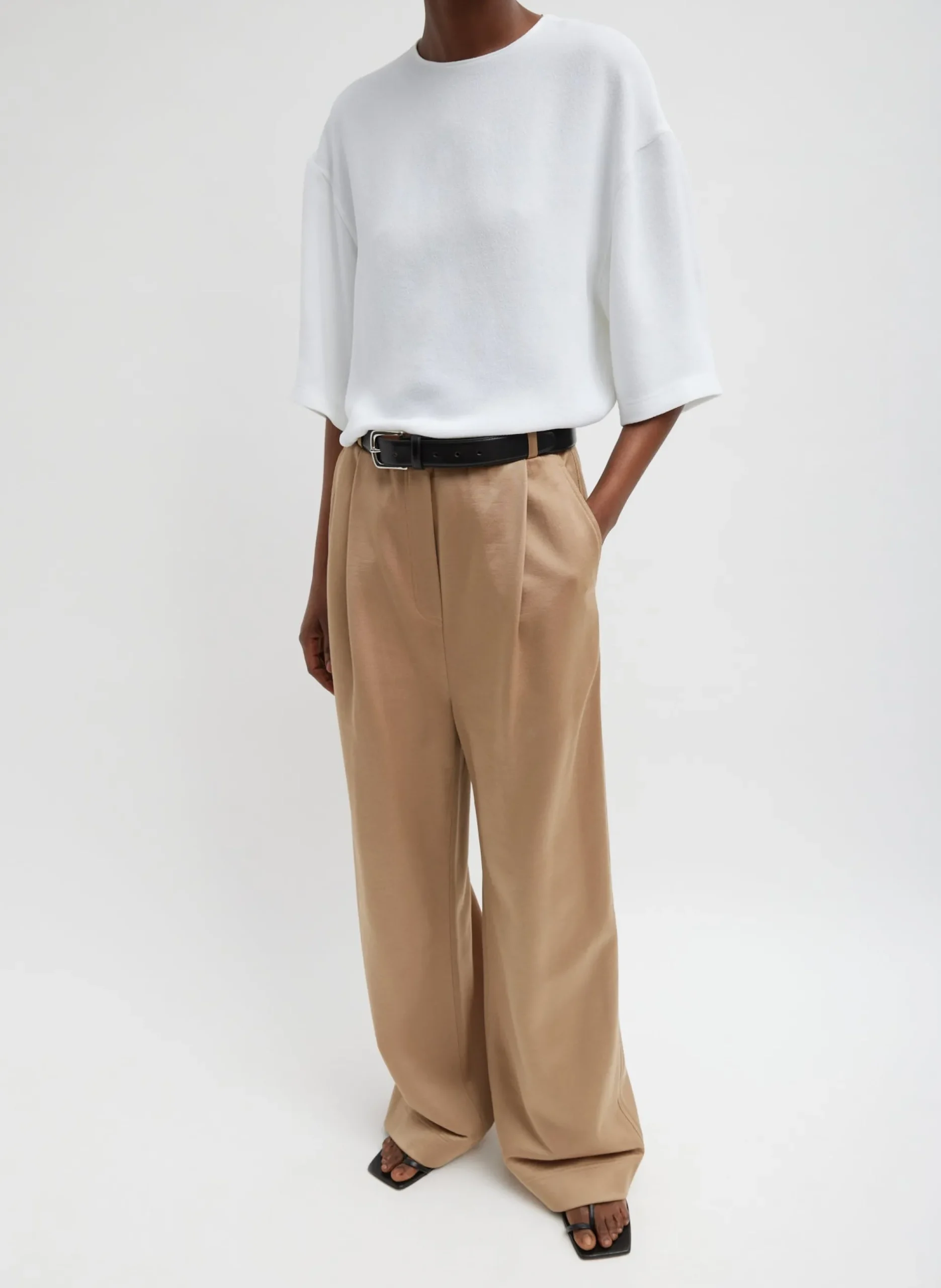 Silk Terry Pleated Pull On Pant