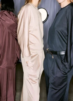 Silk Terry Pleated Pull On Pant