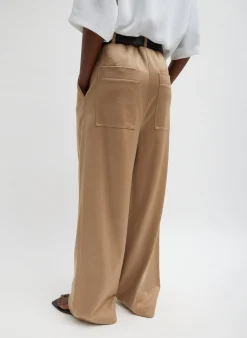 Silk Terry Pleated Pull On Pant