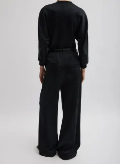 Silk Terry Pleated Pull On Pant