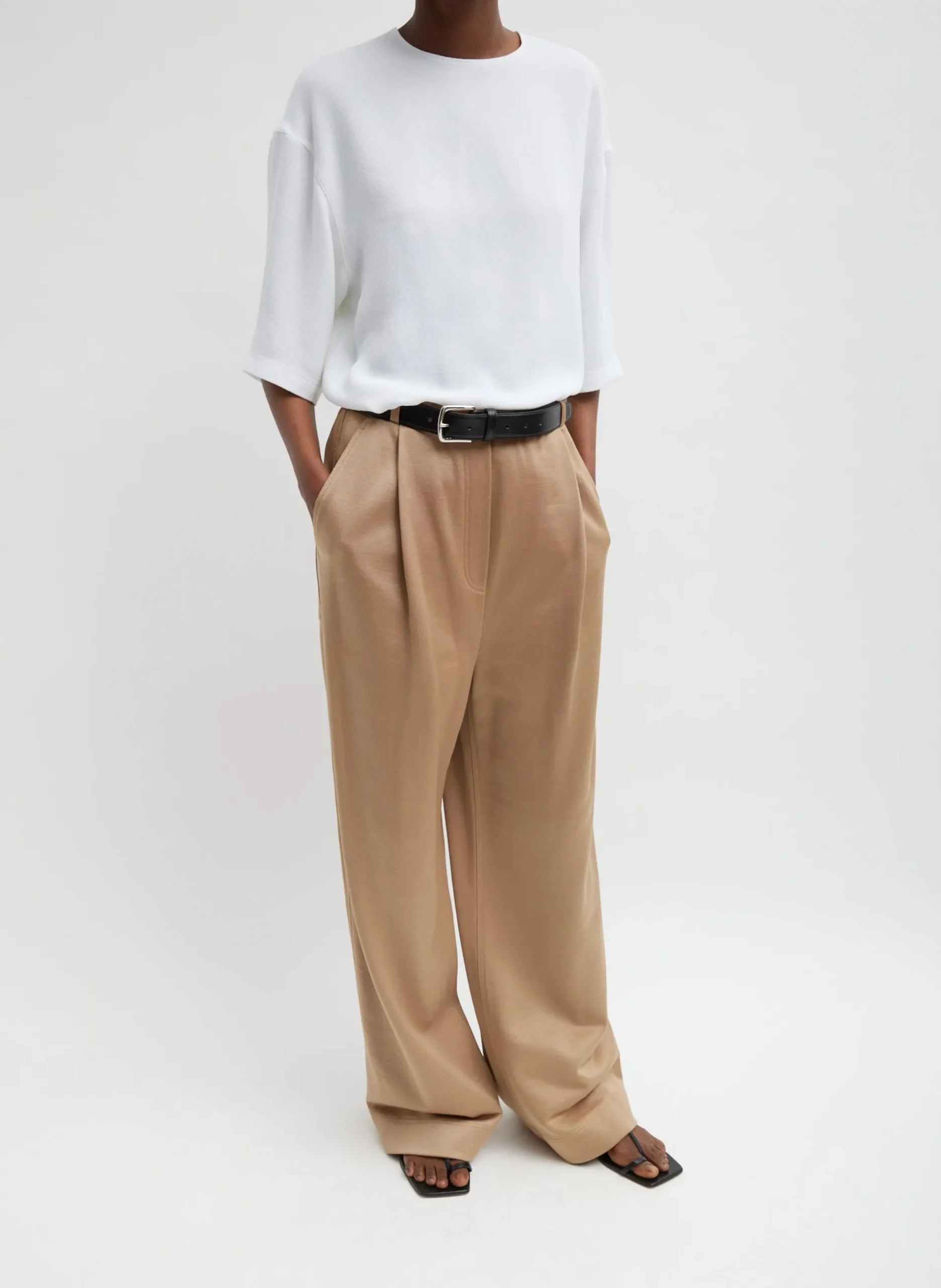 Silk Terry Pleated Pull On Pant
