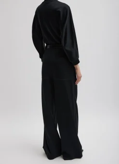 Silk Terry Pleated Pull On Pant
