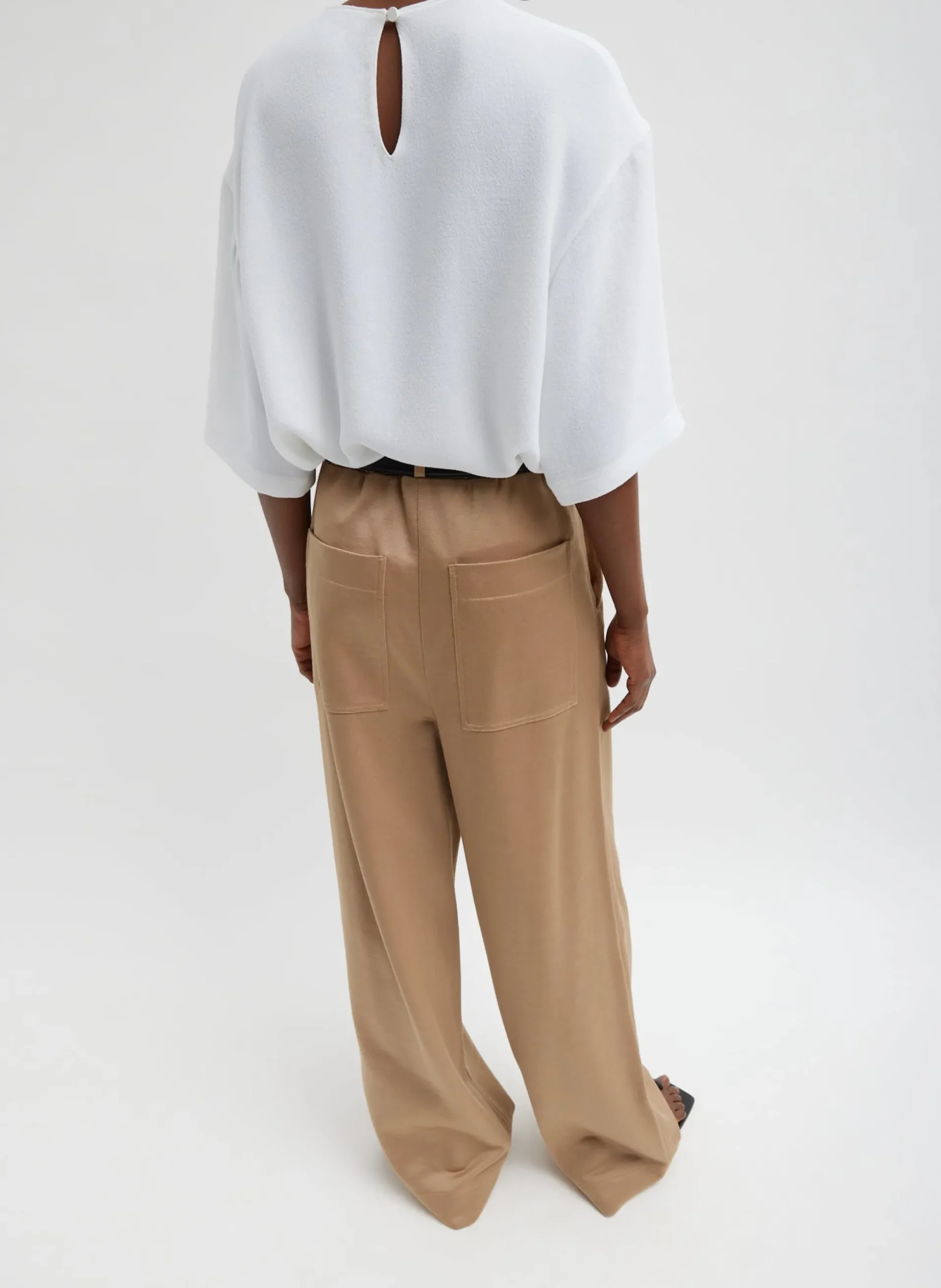Silk Terry Pleated Pull On Pant