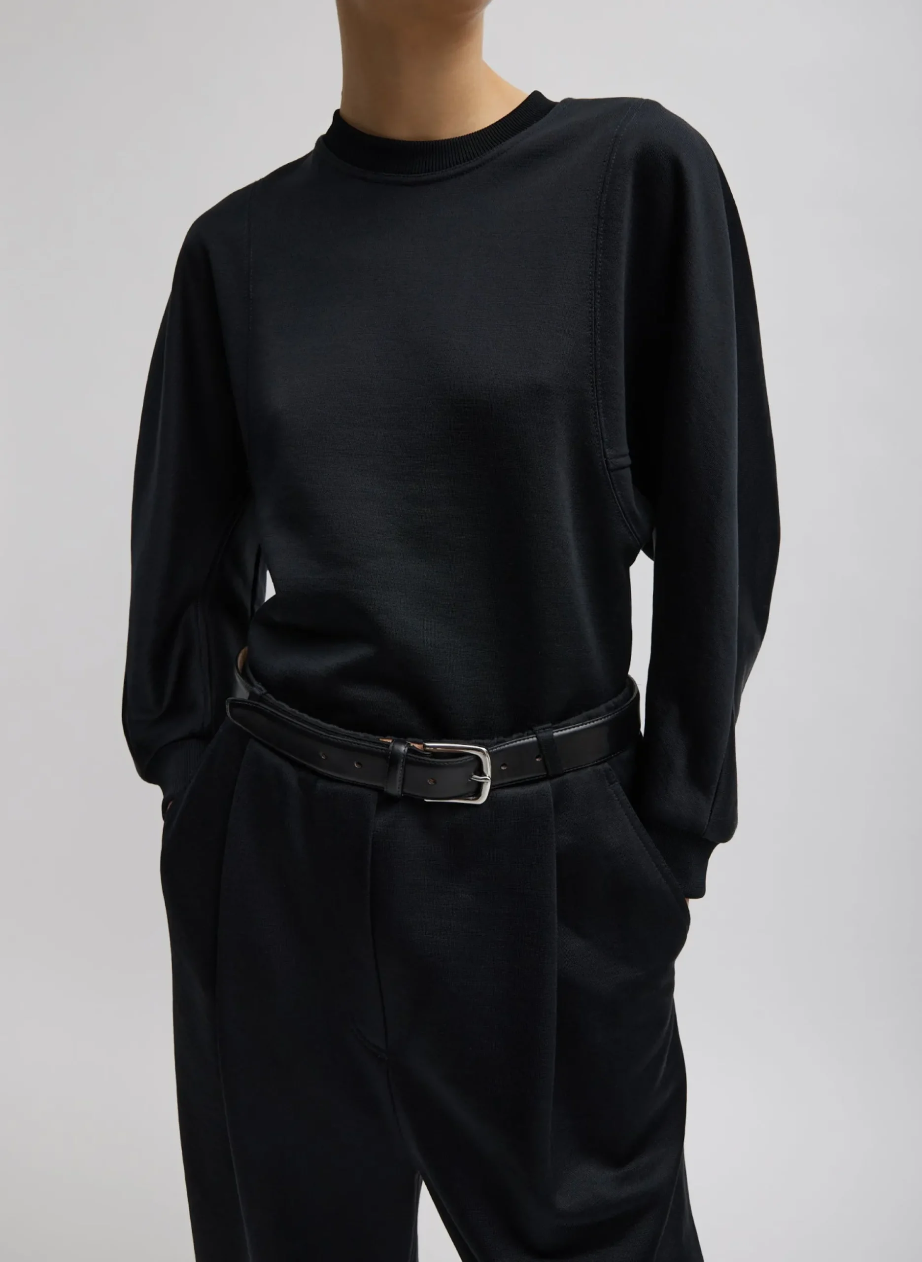 Silk Terry Sculpted Sleeve Slim Sweatshirt