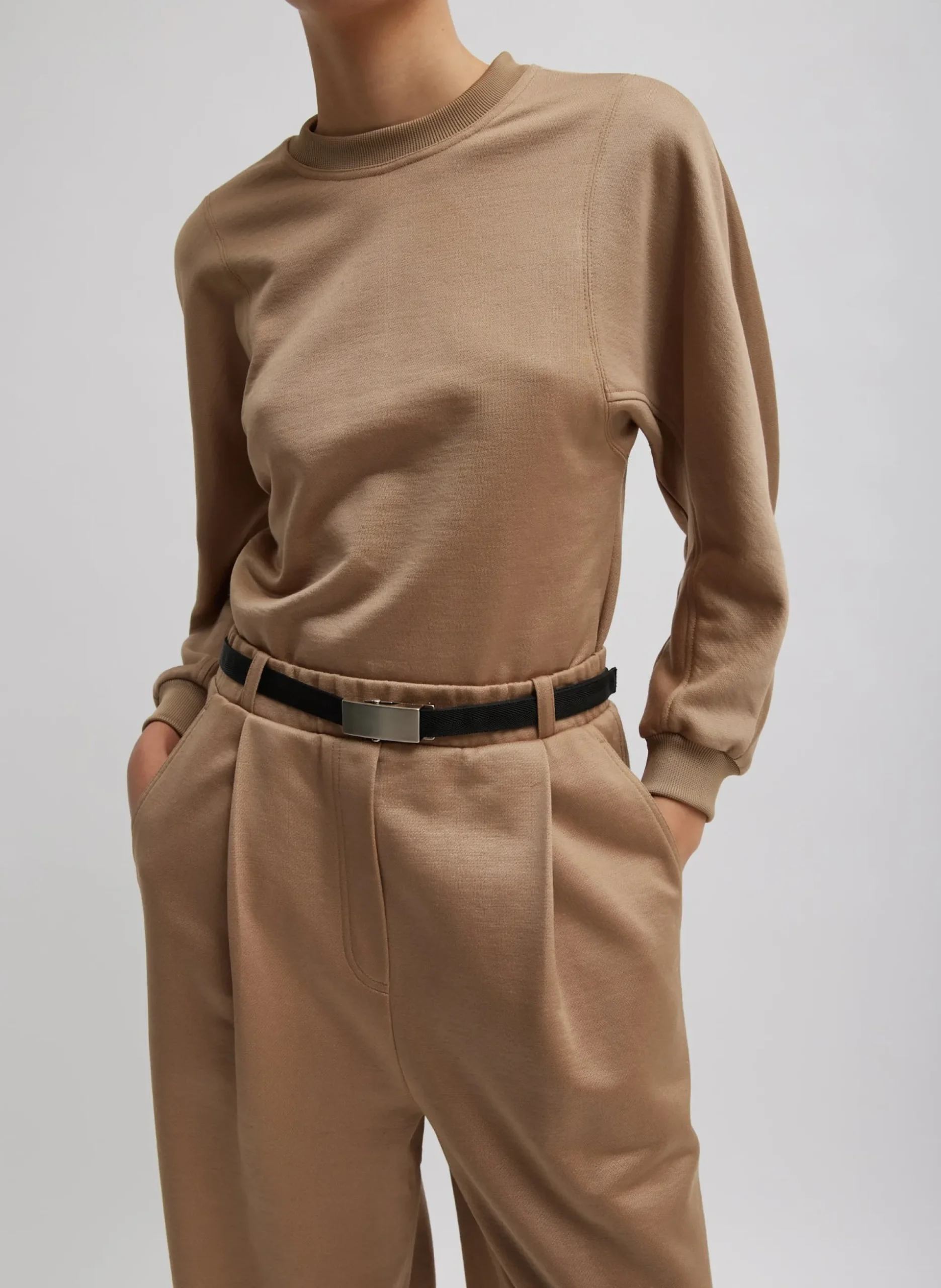 Silk Terry Sculpted Sleeve Slim Sweatshirt