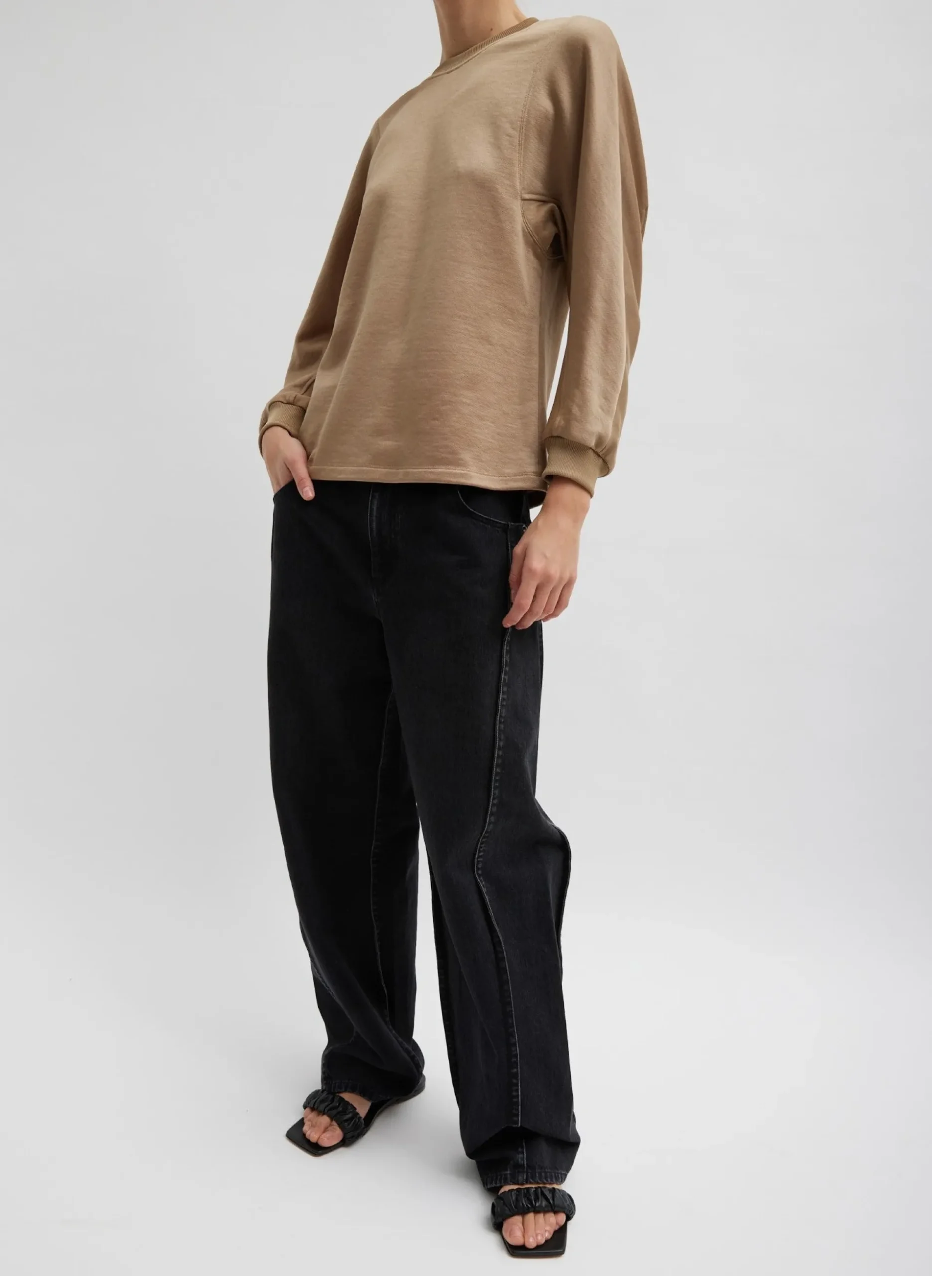 Silk Terry Sculpted Sleeve Slim Sweatshirt