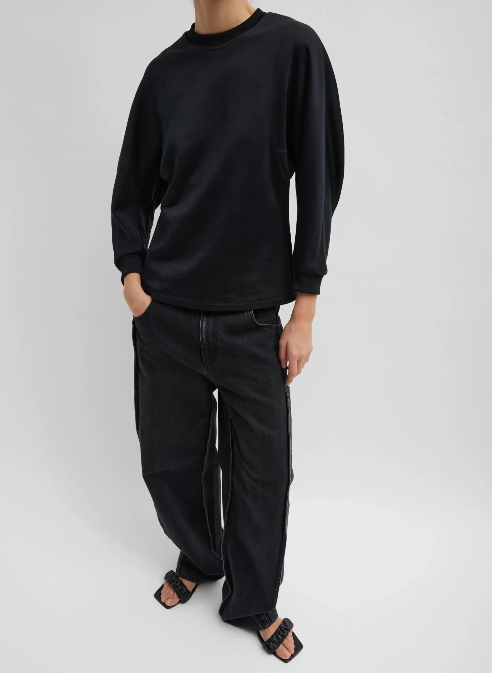 Silk Terry Sculpted Sleeve Slim Sweatshirt