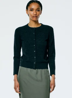 Skinlike Mercerized Wool Shrunken Cardigan