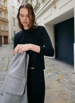 Skinlike Mercerized Wool Shrunken Cardigan