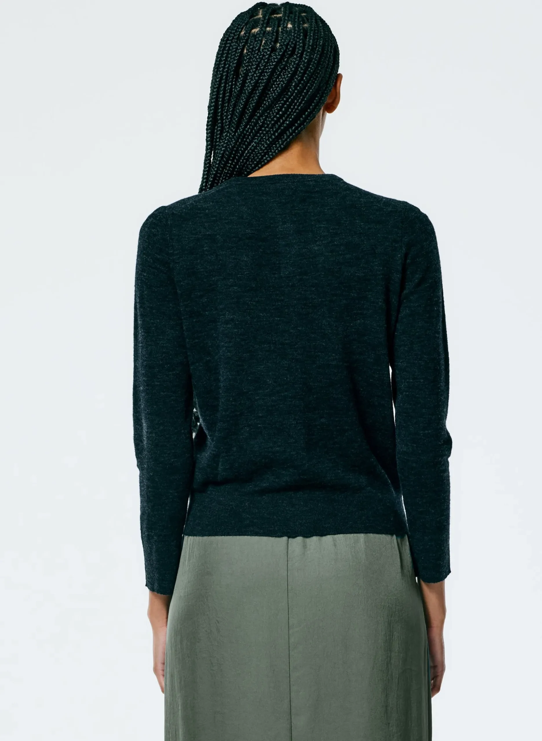 Skinlike Mercerized Wool Shrunken Cardigan