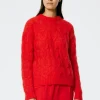 Soft Mohair Cable Crewneck Easy Pullover