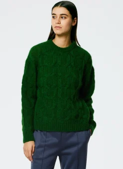 Soft Mohair Cable Crewneck Easy Pullover