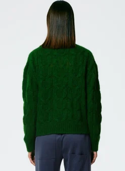 Soft Mohair Cable Crewneck Easy Pullover