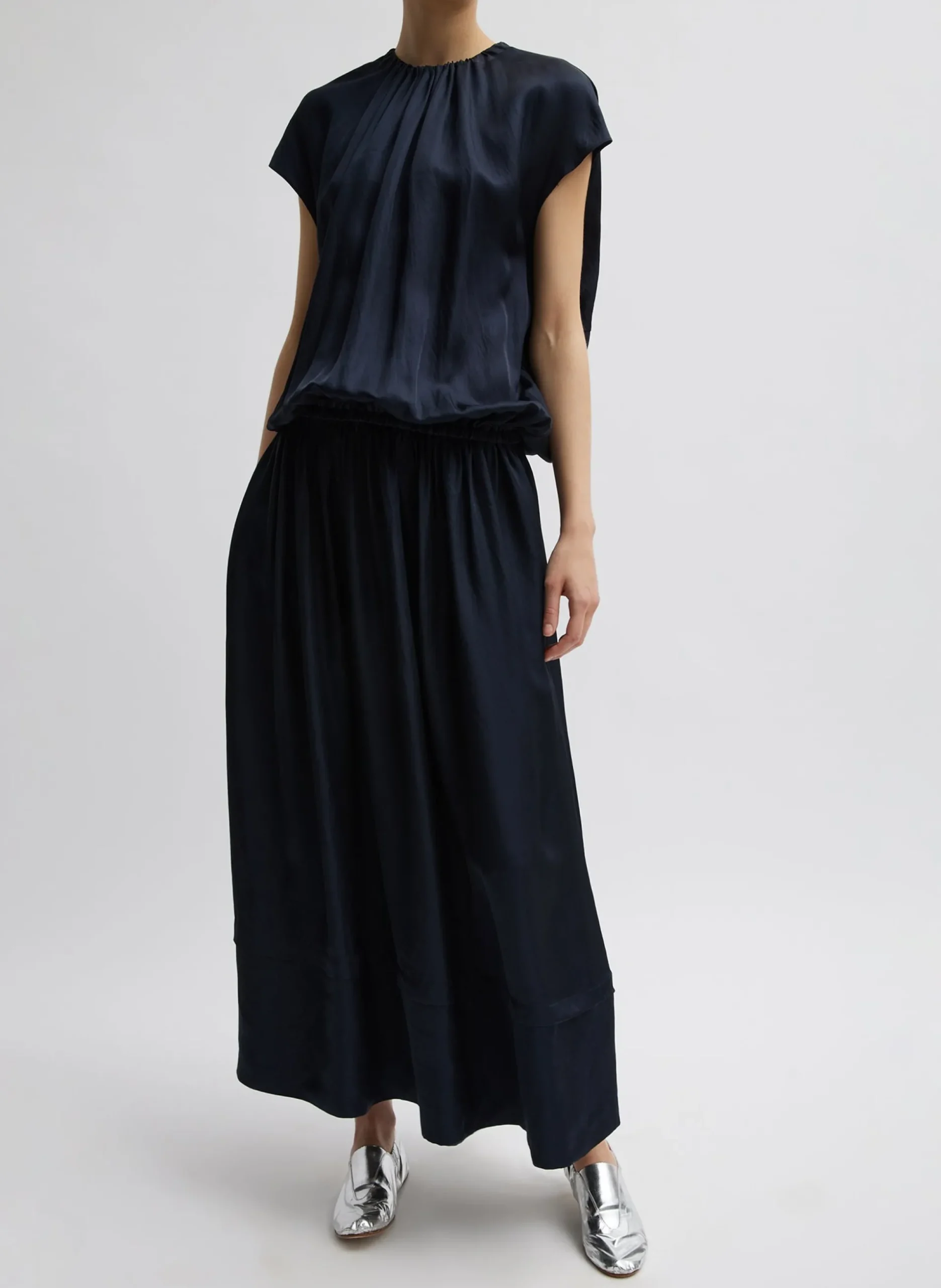 Spring Acetate Shirred Circular Dress