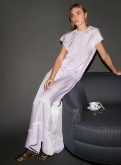 Spring Acetate Shirred Circular Dress