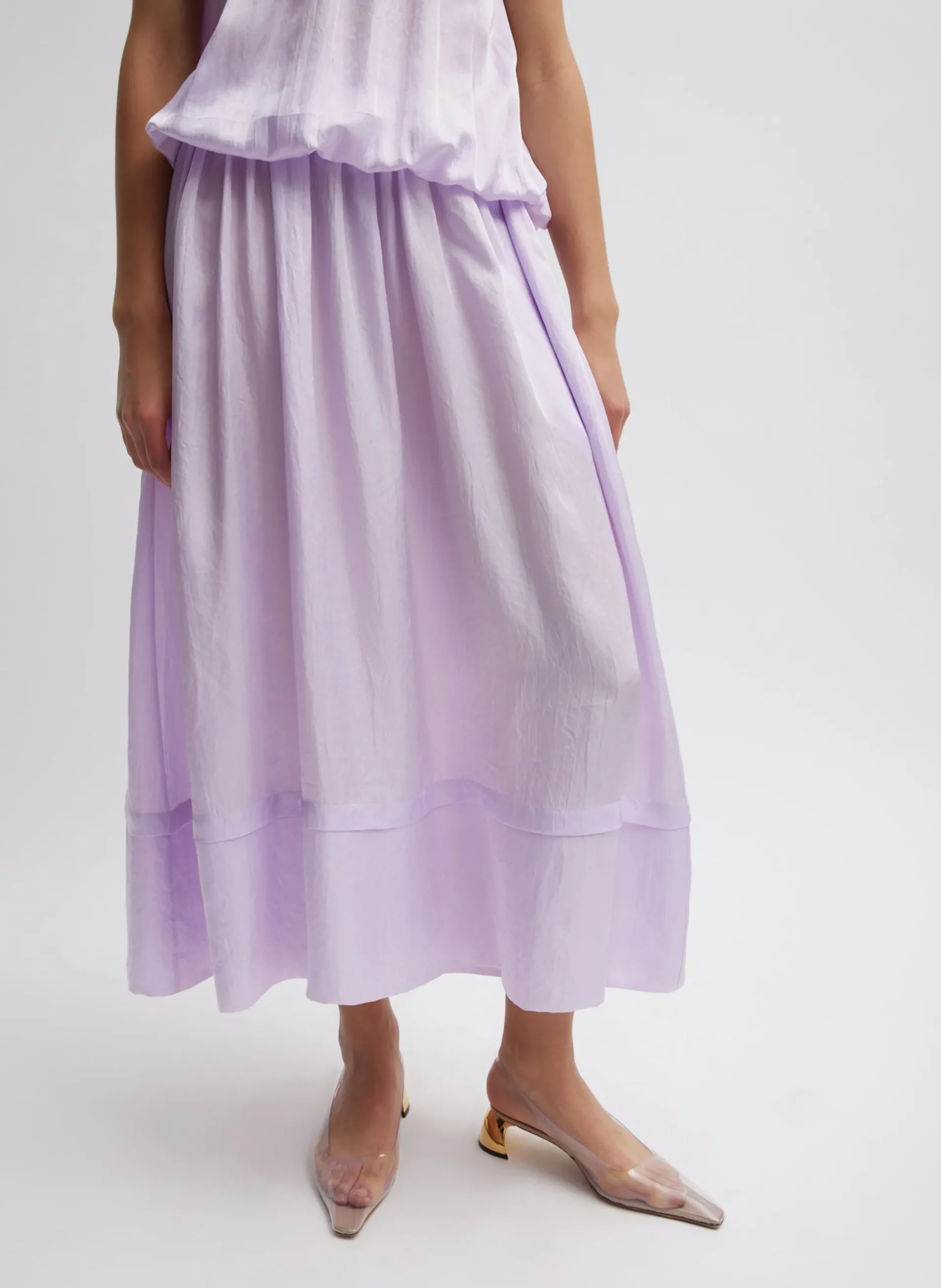 Spring Acetate Shirred Circular Dress