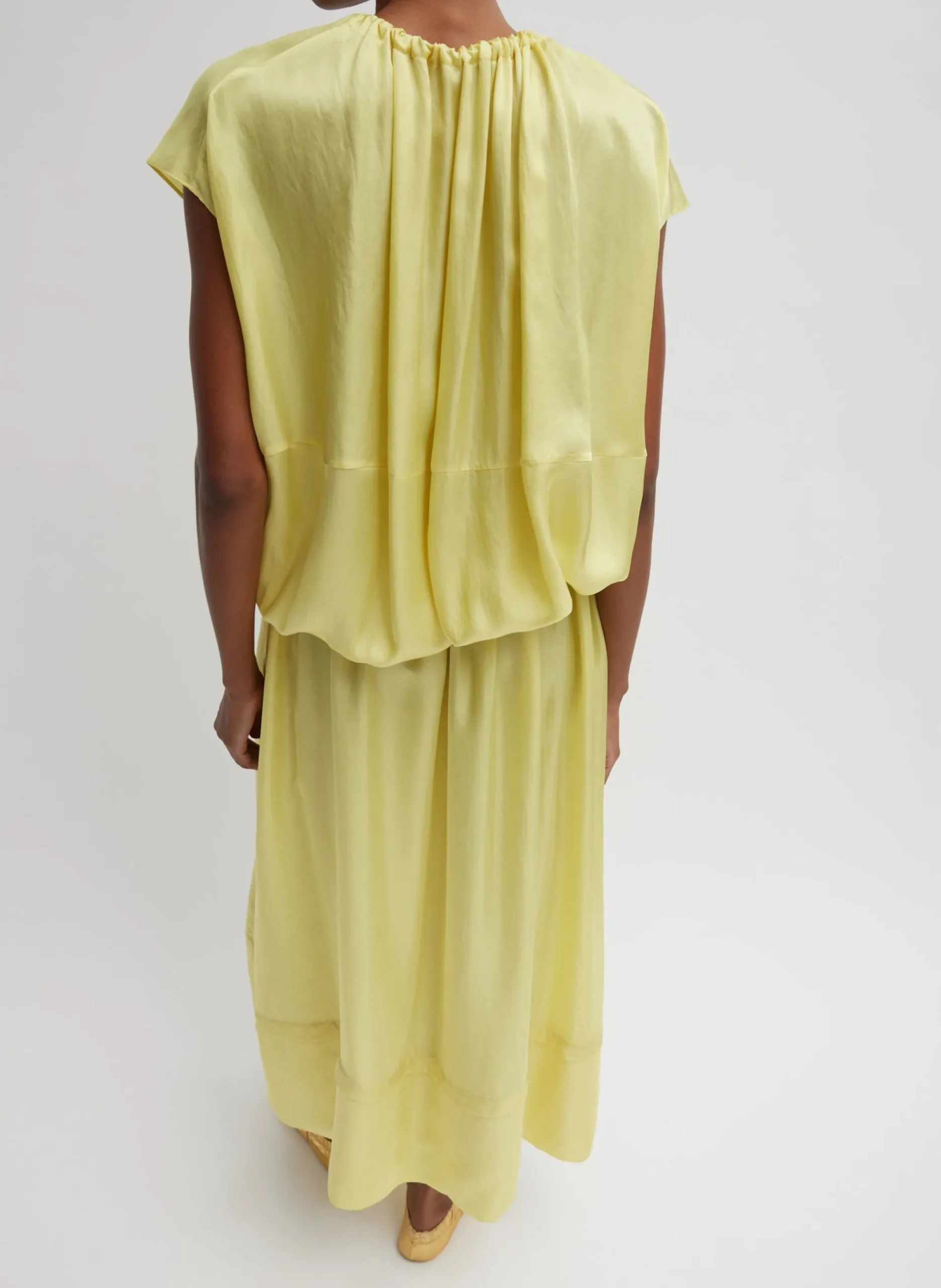 Spring Acetate Shirred Circular Dress