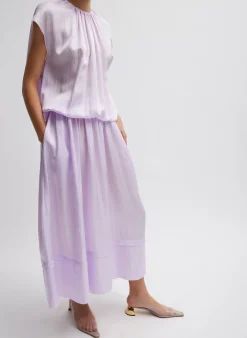 Spring Acetate Shirred Circular Dress