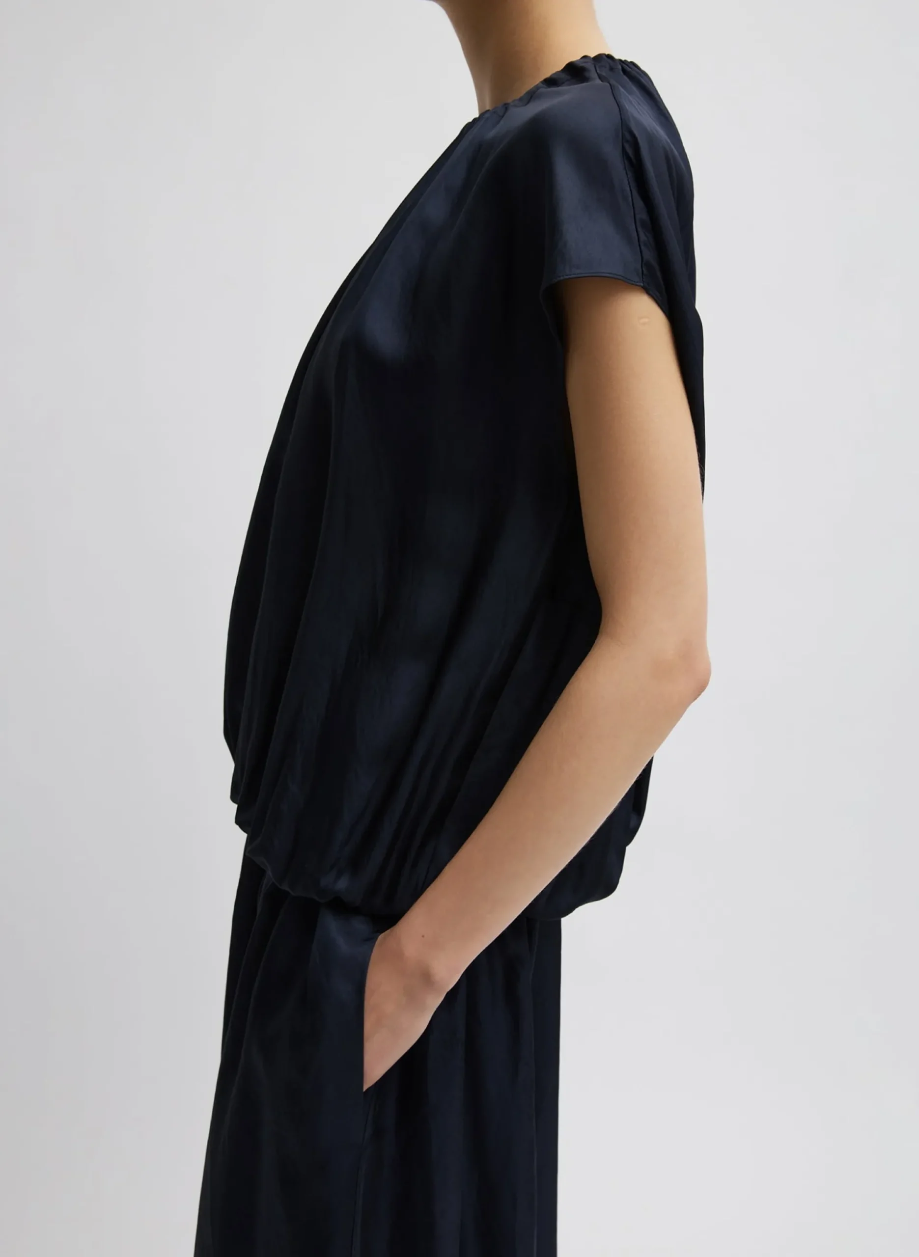 Spring Acetate Shirred Circular Dress