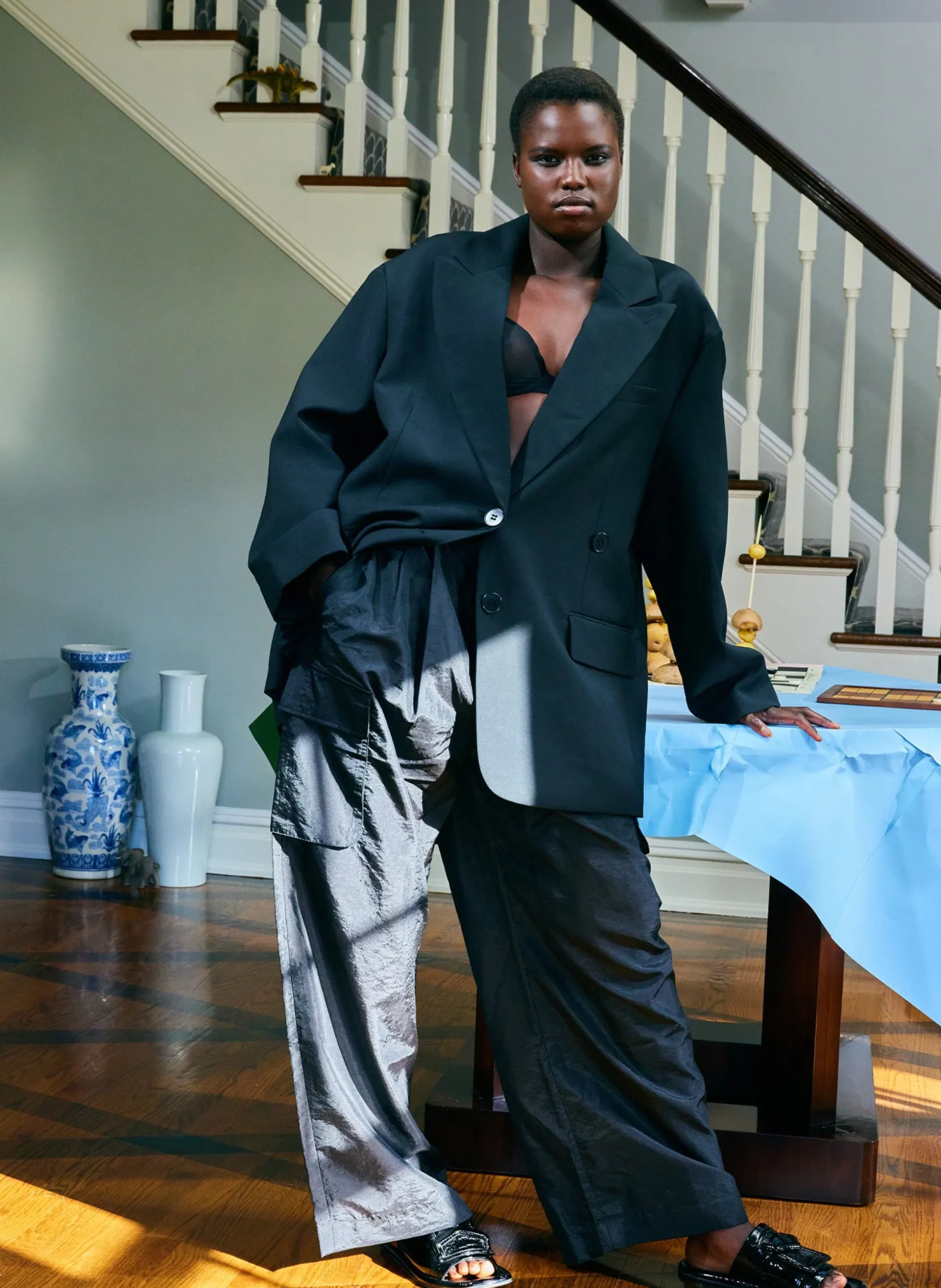 Stella Crispy Nylon Pleated Cargo Pant