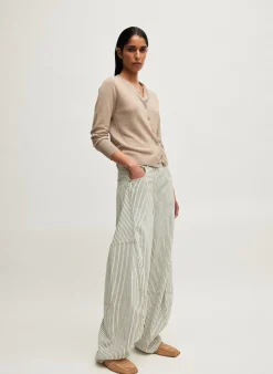 Stone Washed Striped Denim Sid Jean