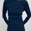 Stretch Cotton Nylon Square Neck Slim Circular Sleeve Top