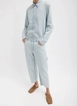 Summer Denim Cropped Slouchy Cargo Jean