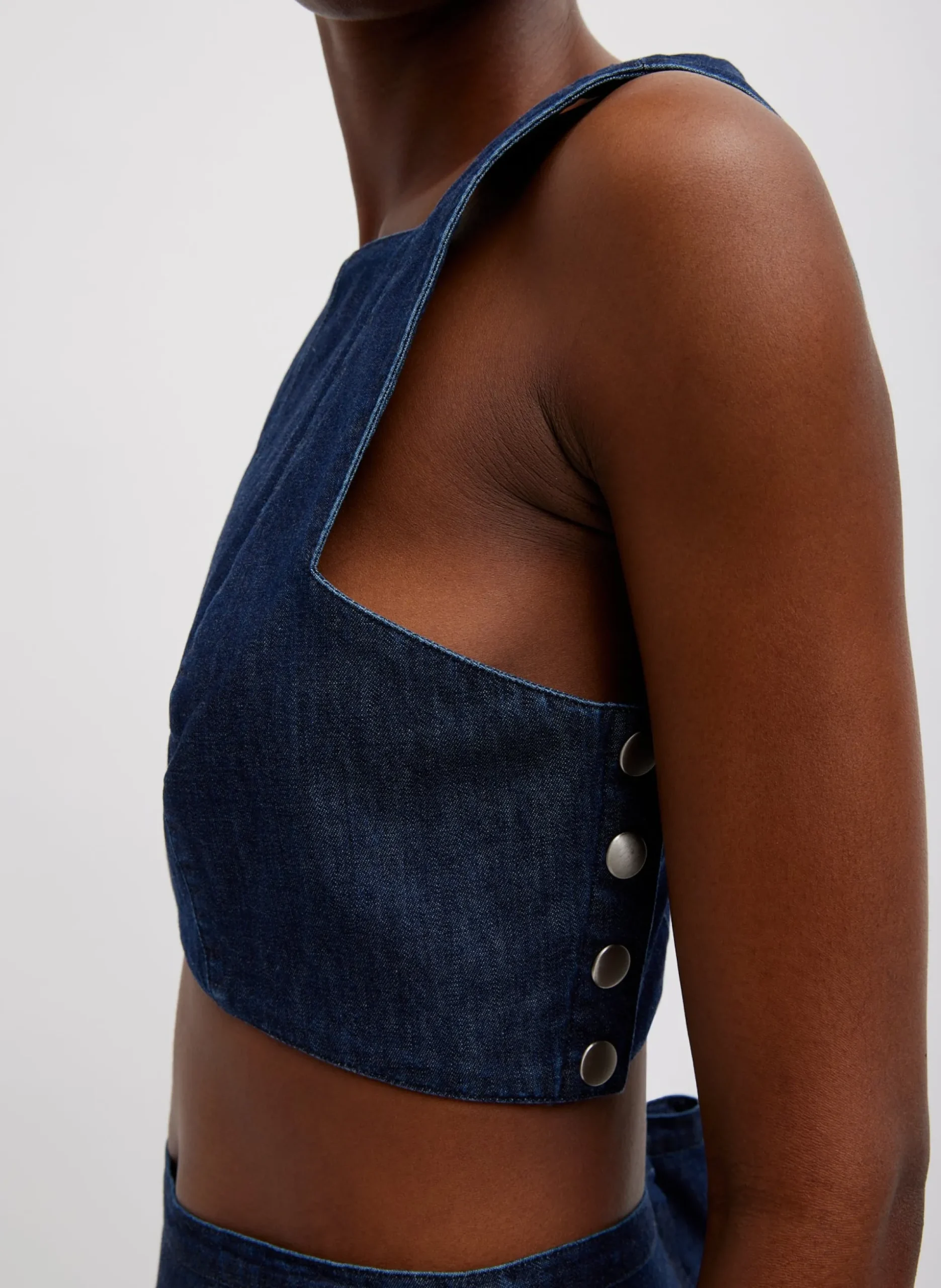 Summer Denim Square Neck Cropped Top