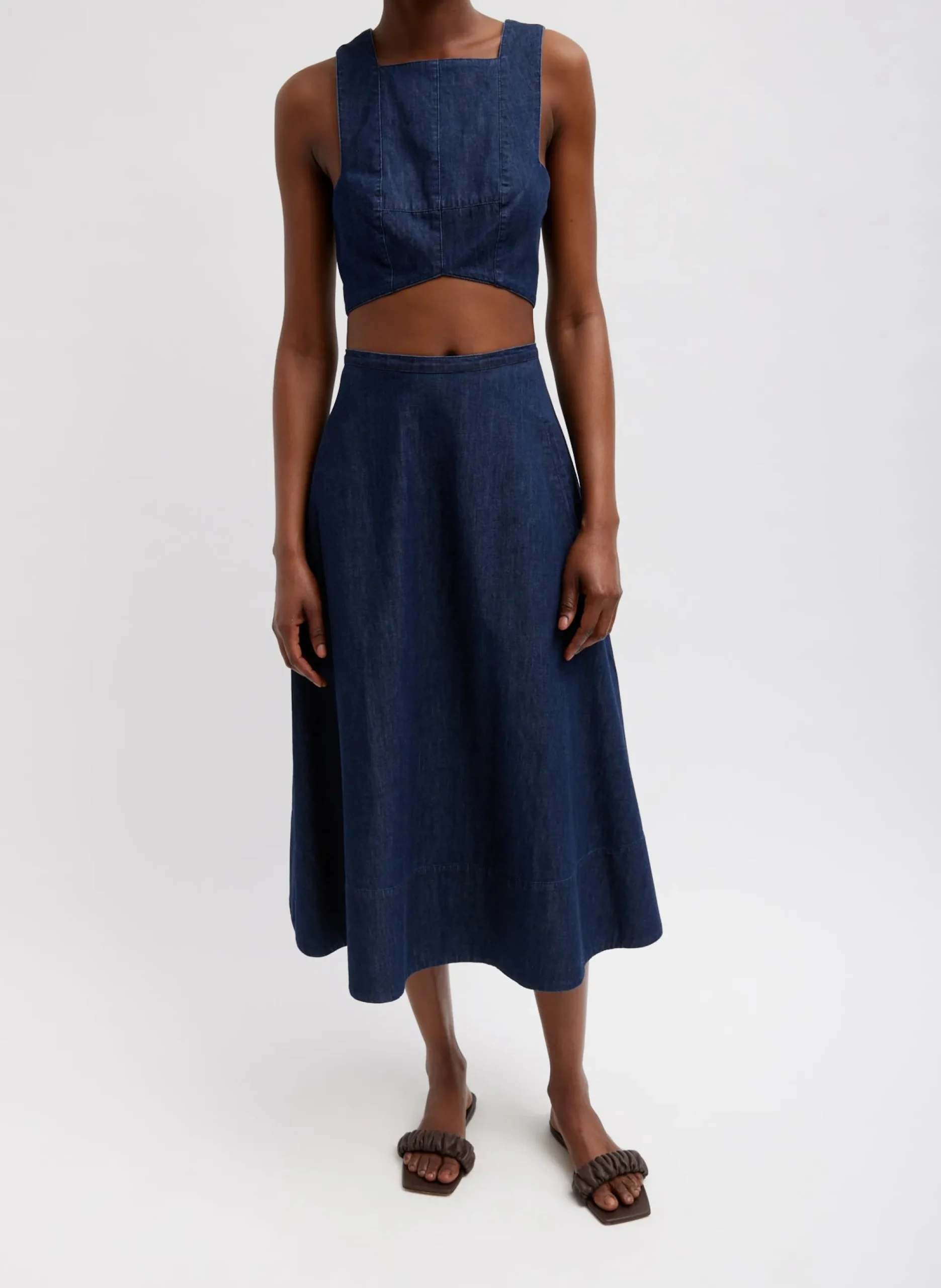 Summer Denim Square Neck Cropped Top